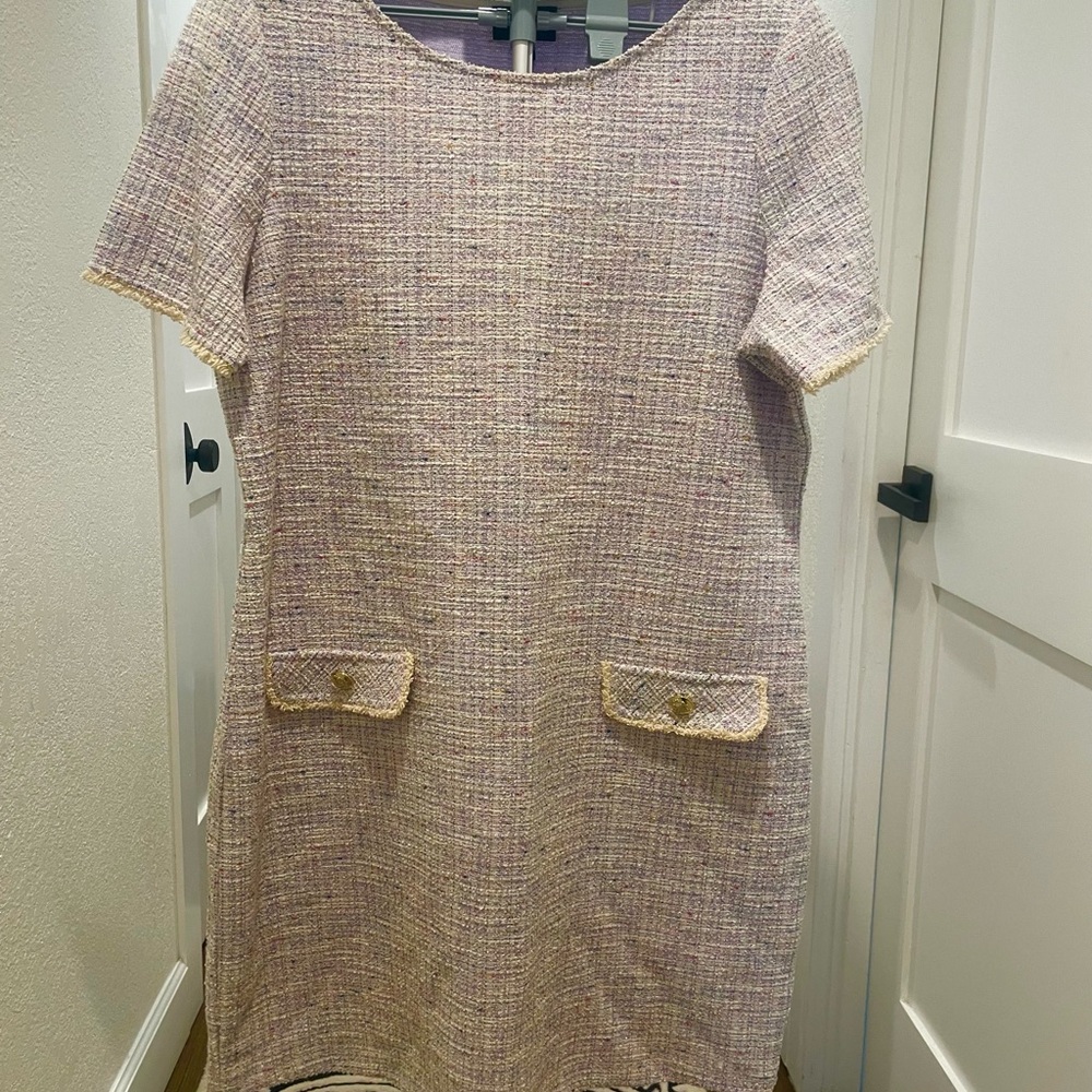 Isaac Mizrahi lavender and Cream Tweed Mini Dress Size XL